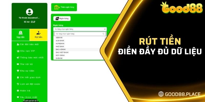 Rút Tiền - Hướng Dẫn Thực Hiện Dành Cho Người Mới 2024 6 Điền đầy đủ dữ liệu khi thực hiện rút lệnh